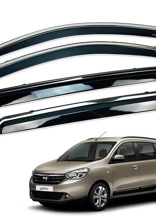Дефлекторы окон (ветровики) renault captur 2013+ нерж. з хром полоскою (hawk)