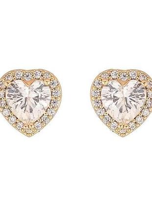 Сережки пусети позолота 14k кристальні серця (311574) тм xuping