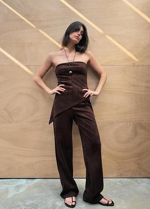 Замшеві прямі штани zara