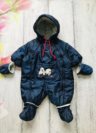 Крутой деми комбинезон с ручками и ножками на хб подкладке размер 3мес