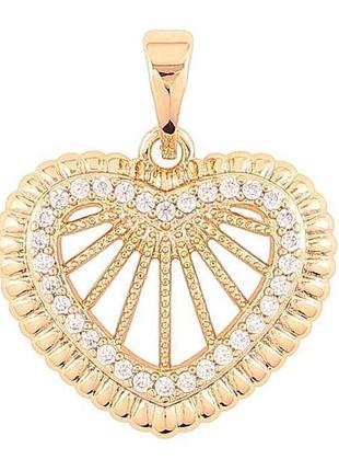 Кулон позолота 18k «сердечко з цирконієм» для ланцюжка до 5мм (262319) тм xuping