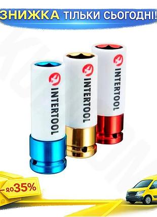 Ku набор ударных головок universal fit intertool для алюминиевых дисков 17x19x21мм 1/4 дюйма цветные т uni2l_k