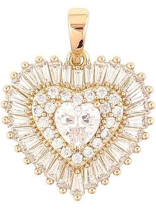 Кулон позолота 18k «сердечко з інкрустацією цирконієм» для ланцюжка до 6мм (262252) тм xuping