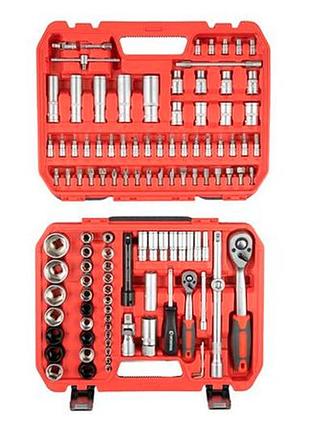 Ku набор инструмента intertool universal fit 1/4" x 1/2" 111ед red для дома и гаража комплект для ремо uni2l_k 4