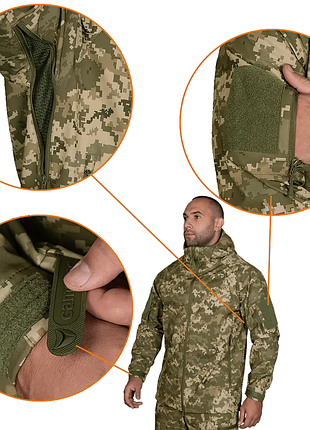 Ku куртка мужская теплая universal fit cm stalker softshell пиксель для военнослужащих осенняя ветроне uni2l_k 8