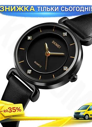 Ku женские классические часы universal fit skmei черные кварцевые наручные с искусственной кожей для с uni2l_k