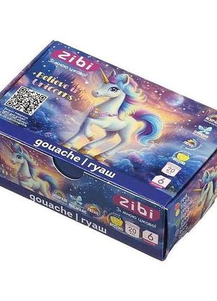 Фарба гуашева 6кол. unicorn 20мл тм zibi