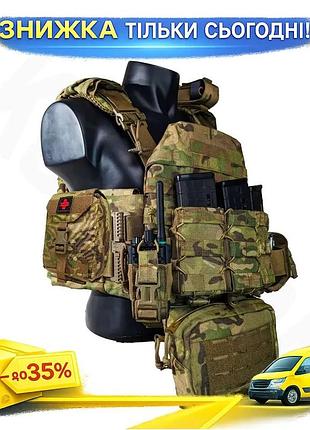 Плитоноска sof store 25*30см + 8 подсумоков мультикам надежная защитная система ku-22