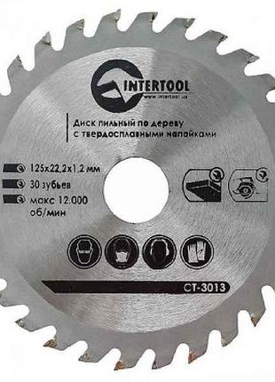 Диск по дереву 125х22.2х1.2мм 30 зубьев с напайками ct-3013 тм intertool