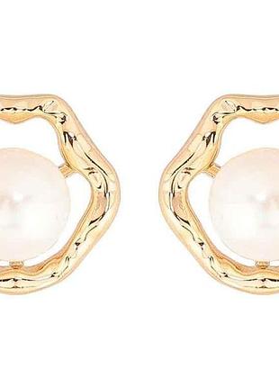 Серьги пусеты позолота 18k «перлины в фигурной оправе» 288508 тм xuping