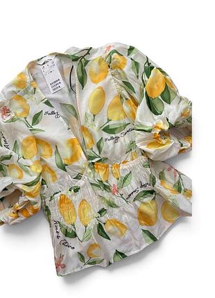Блуза блузка 🍋🍋🍋 принт лимоны лимони h&m