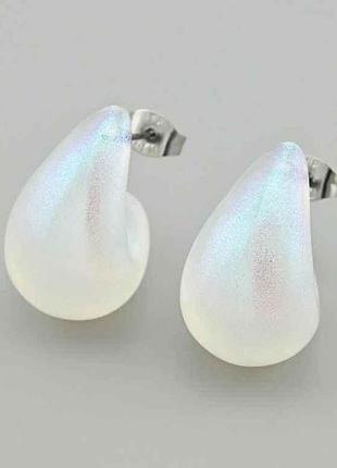 Сережки гвоздики краплі 55788 22х14мм перламутровий 4.6г сталь тм xuping