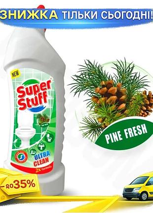 Засіб для миття унітазу super stuff 1000мл із ароматом свіжої сосни очищувач для керамічної сантехніки в ku-22
