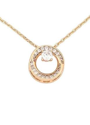 Кулон на цепочкое позолота 18k «кольце с кристаллами» 42-47см*1мм 295067 тм xuping
