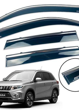 Вітровики для suzuki vitara 2014- нерж. з хром полоскою (defl)