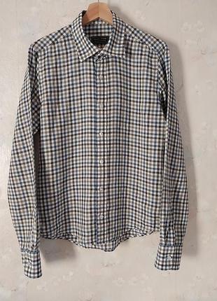 Рубашка мужская tailor store m 46р., в клетку, льняная