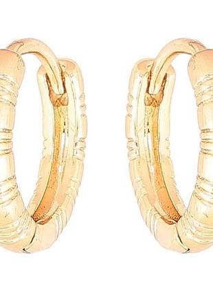 Серьги позолота 18k колечко «декоративный узор с напылением» ø 14мм 284261 тм xuping