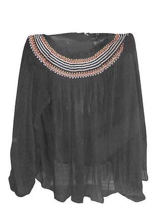Блузка с вышивкой женская р.m (укр.46) черная 10174366 тм vero moda