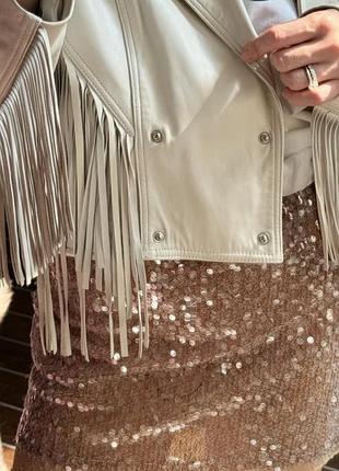 Шкіряна куртка boho style , бахрома 3