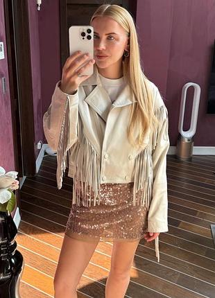 Шкіряна куртка boho style , бахрома