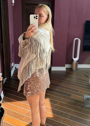 Шкіряна куртка boho style , бахрома 2