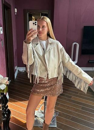 Шкіряна куртка boho style , бахрома 4