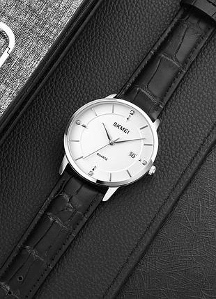 Skmei 1801lsiwt silver-black white leather 4