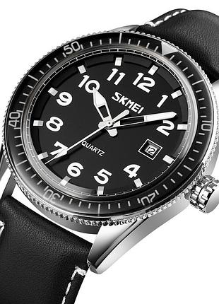 Skmei 9232lsibk silver-black leather 2