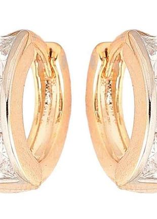 Сережки позолота 18k родій колечка «доріжки фіанітів» (260884) тм xuping