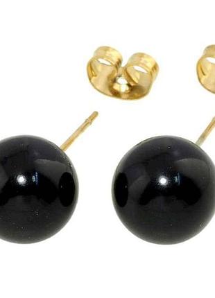 Серьги 14k пусеты черные шарики ø 10мм (185702) тм xuping