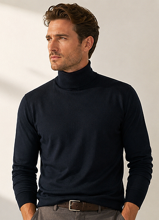 Мужской гольф profuomo, 100% merino wool, темно-синий xl