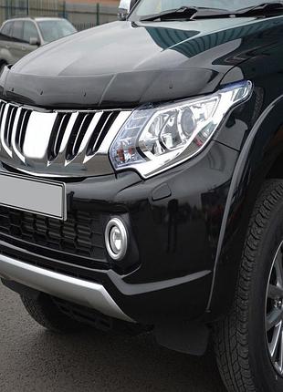 Дефлектор капота (мухобійка) для mitsubishi l-200 2015-2019 (tan24)