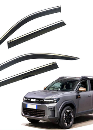 Дефлекторы окон (ветровики) dacia bigster / boreal 2025 нерж. з хром полоскою (hawk)