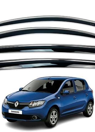 Д/в renault sandero / stepway 2013+ нерж. з хром полоскою (hawk)