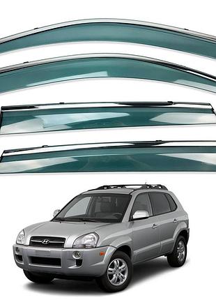Д/в hyundai tucson i 2004-2010 з хром полоскою (defl)