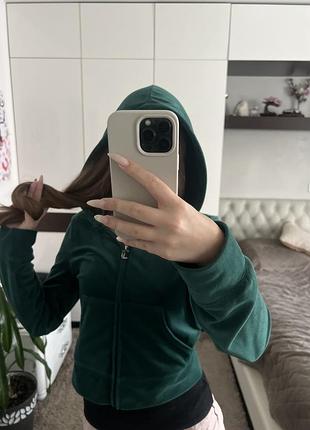 Juicy couture велюрова кофта коротка з капюшоном зелена розмір м