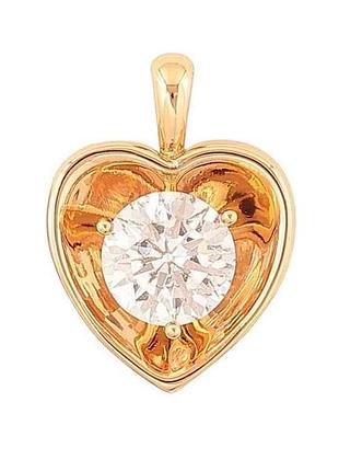 Кулон позолота 18k «сердечко з кристалом» 283522 тм xuping
