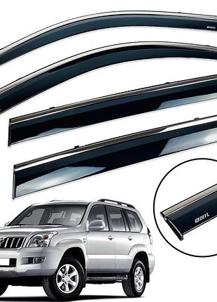 Ветровики для toyota lc 120 prado/ gx 470 2003-2010 нерж. с хром полоской (defl)