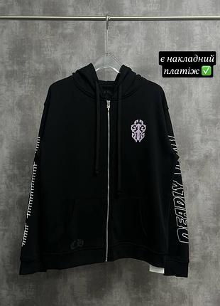Зіпка кофта на замку chrome hearts толстовка чорна оверсайз з принтом