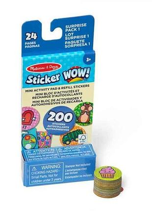 Блокнот мини и запасные наклейки для штампа melissa doug «сюрприз» sticker wow sm93208/6075137 тм spin master