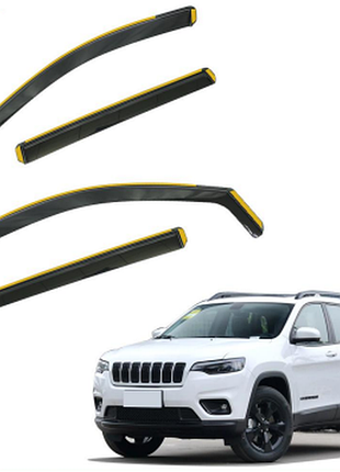 Дефлекторы окон (ветровики) jeep cherokee 2013-2023 вставні (hawk)