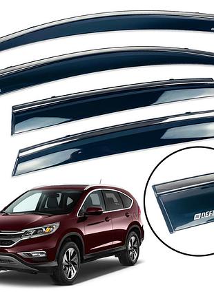 Ветровики для honda cr-v 2012-2017 нерж. с хром полоской (defl)