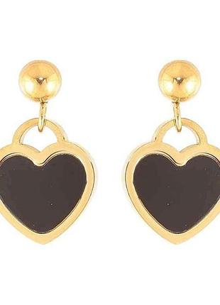 Сережки пусети ttm stainless steel 14k сердечка (335957) 2,7см тм xuping