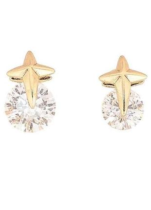 Серьги пусеты позолота 14k ассиметричные кристаллы со звездами (311569) тм xuping