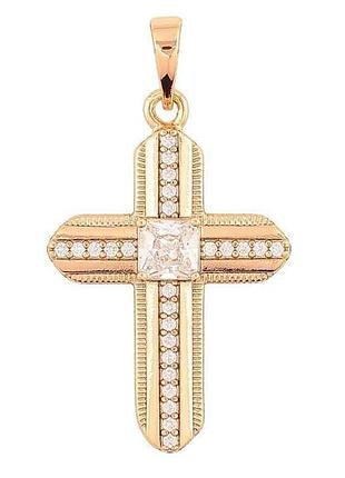 Кулон позолота 18k крест с цирконом для цепочки 271475 тм xuping