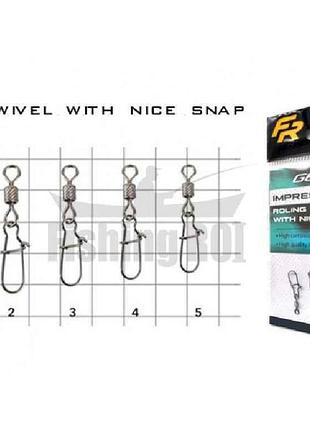Застібка з карабіном №7 18кг. (10шт/уп) арт.707-03-7 тм fishing roi