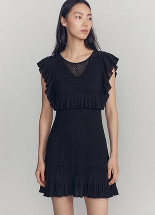 Черное вязаное платье zara m