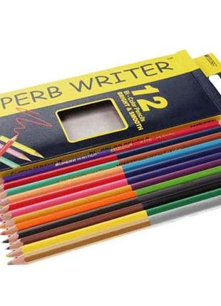 Карандаши superb writer 24 цвета 12шт no4110-12cb двусторонние тм marco
