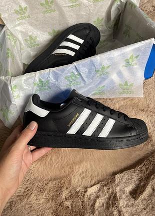 Кросівки adidas superstar black white адідас суперстар чорні 36–45