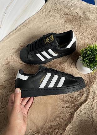 Кроссовки adidas superstar black white адидас суперстар черные 36–45 4